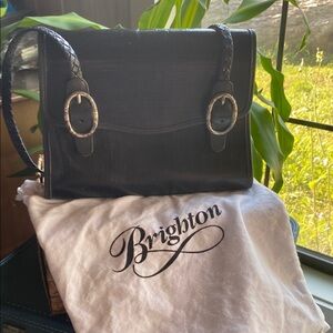 Brighton Black Shoulder Bag with Gold Accents